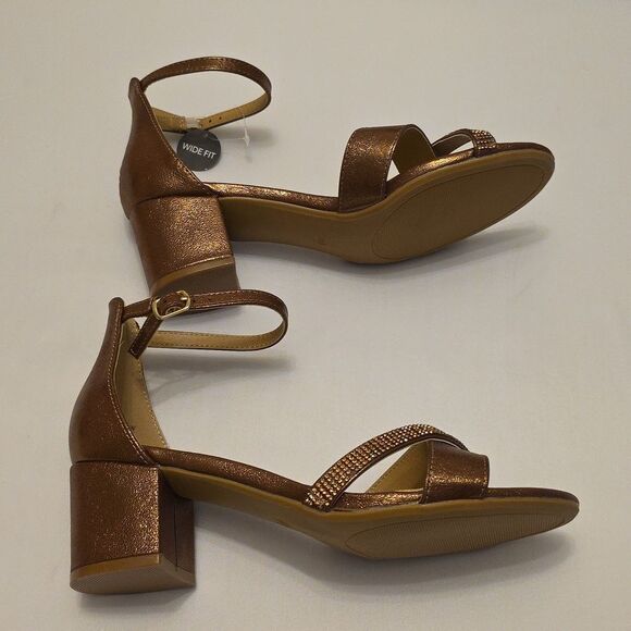 BRAND NEW DIBA LEATHER HEELS with CRISSCROSS STRAS SANDAL R3 - Picture 7 of 16